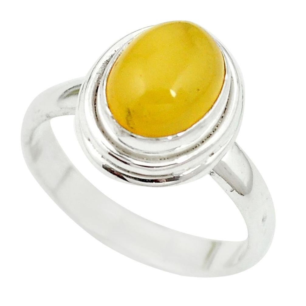 925 sterling silver yellow amber oval ring jewelry size 8 m55845