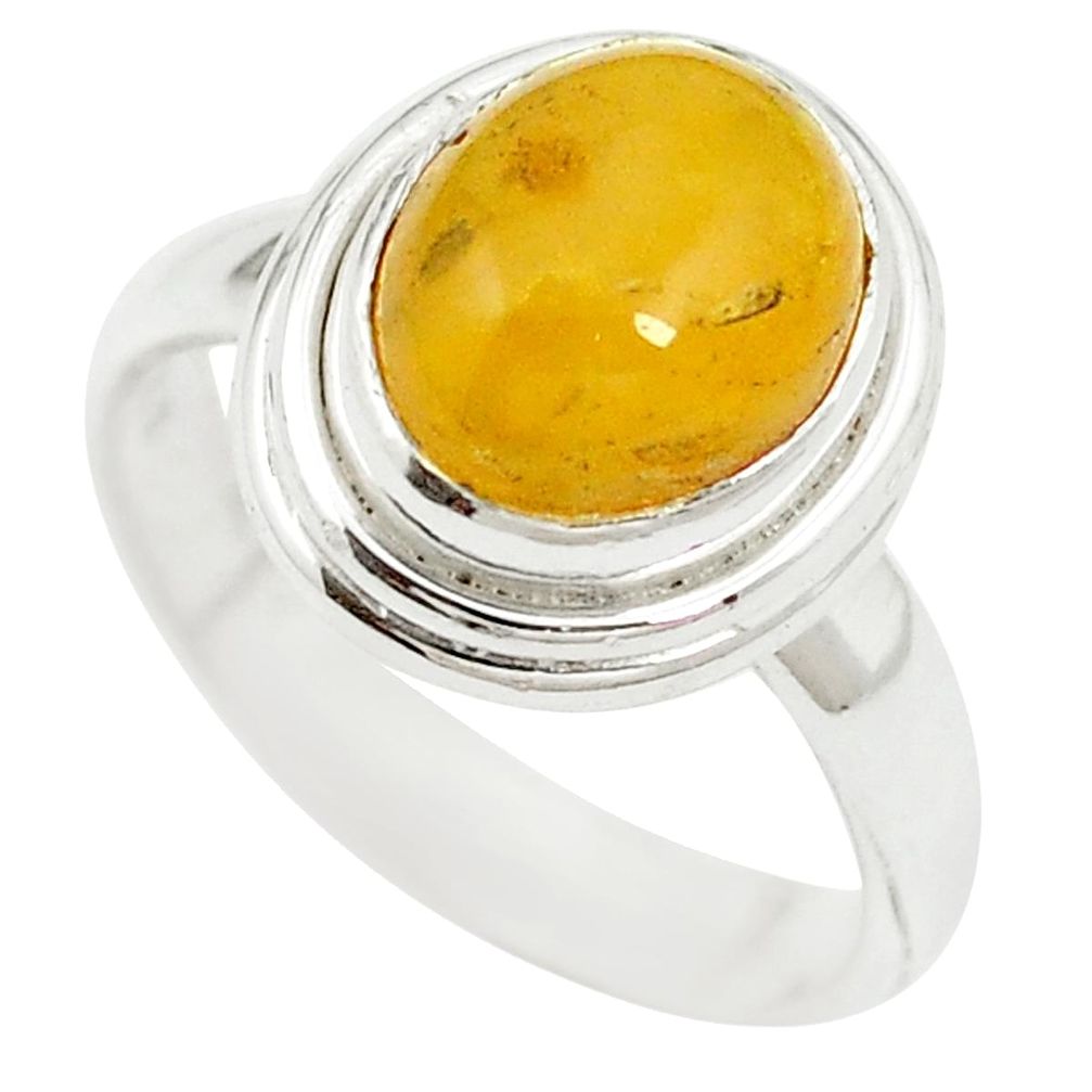 Yellow amber 925 sterling silver ring jewelry size 6.5 m55848