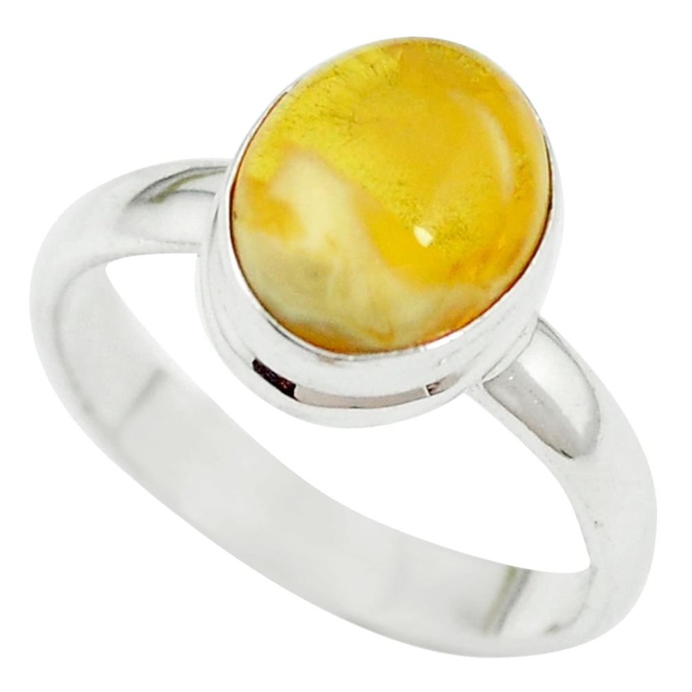 Yellow amber 925 sterling silver ring jewelry size 8 m55850