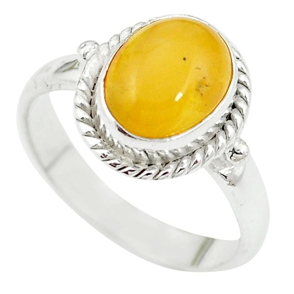 Yellow amber 925 sterling silver ring jewelry size 7 m55856