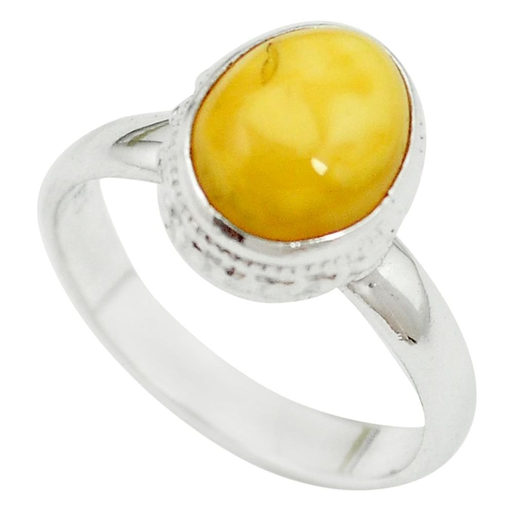 Yellow amber 925 sterling silver ring jewelry size 8 m55858