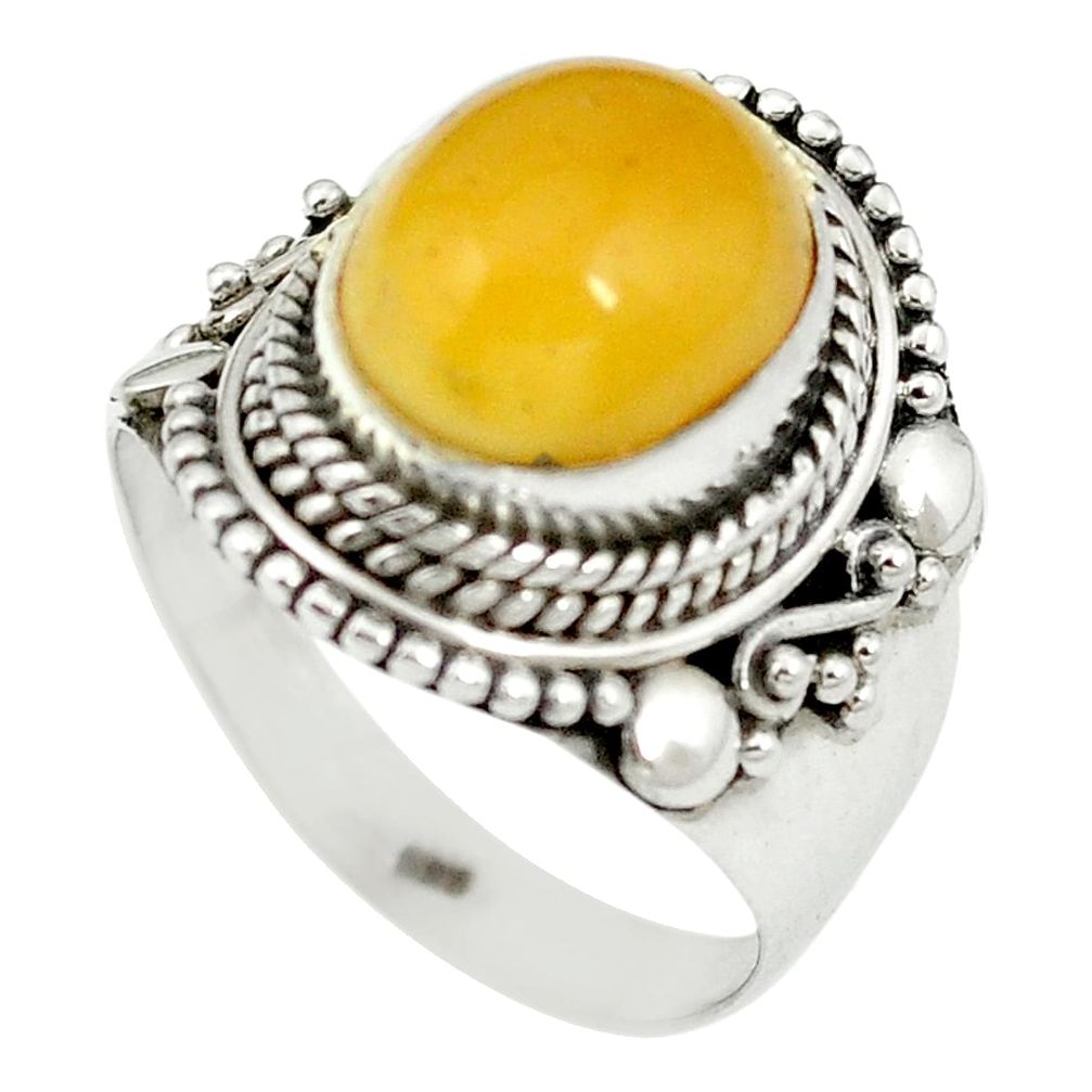 Yellow amber 925 sterling silver ring jewelry size 7.5 m55885