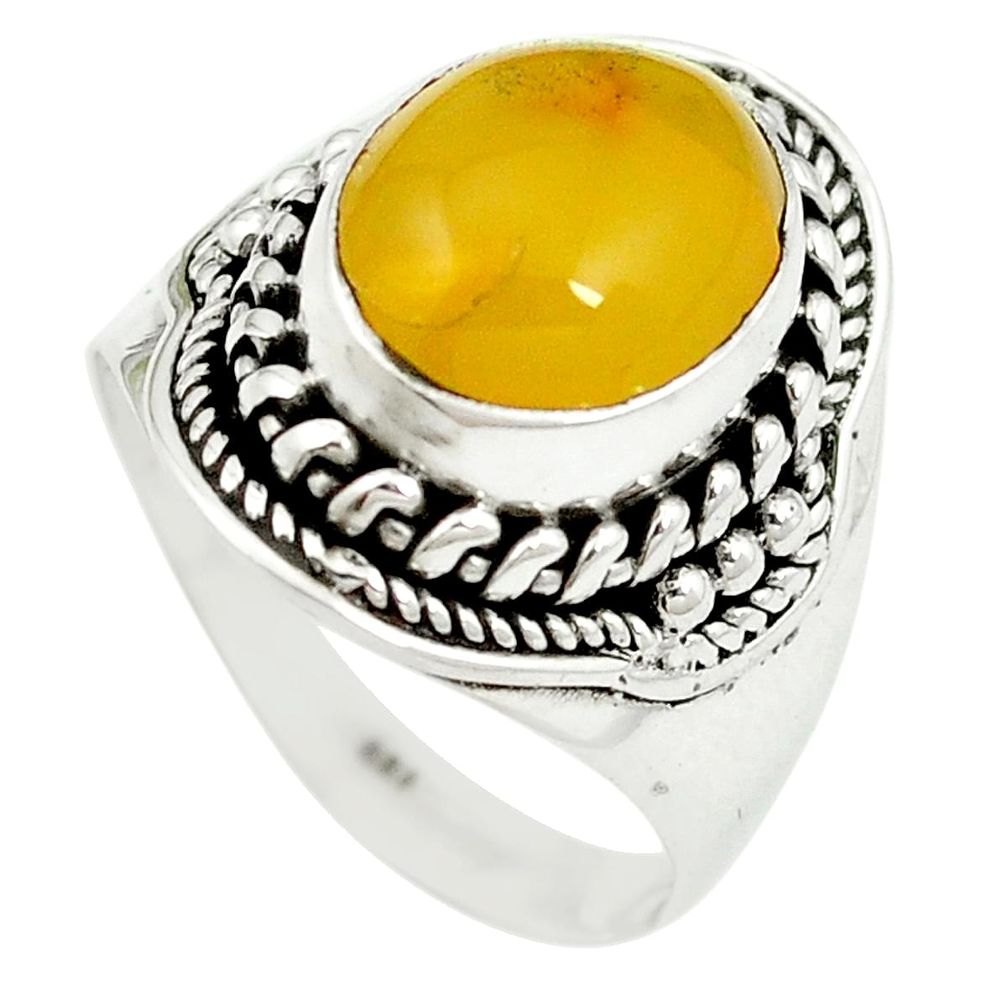 Yellow amber 925 sterling silver ring jewelry size 8 m55887