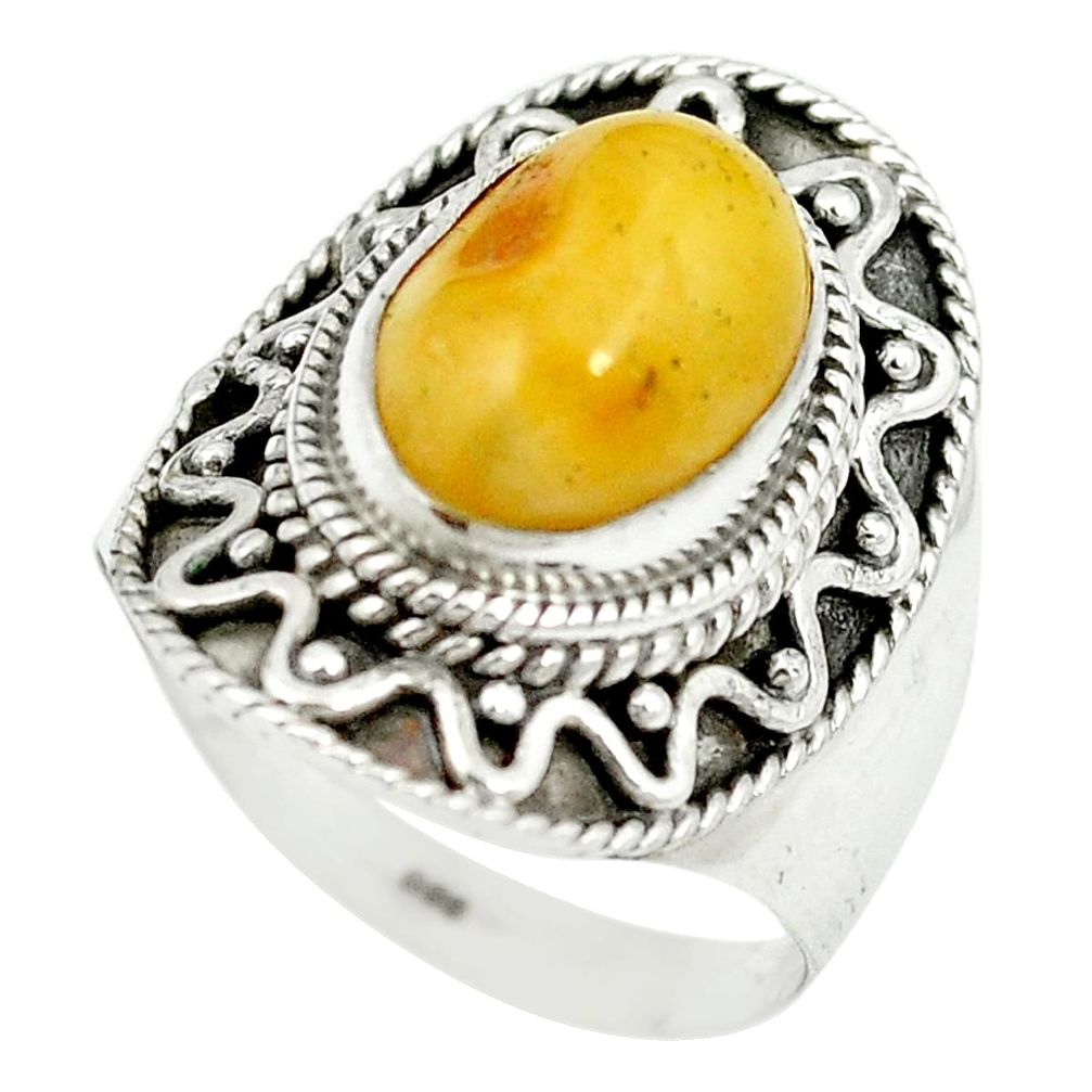 Yellow amber 925 sterling silver ring jewelry size 7.5 m55888