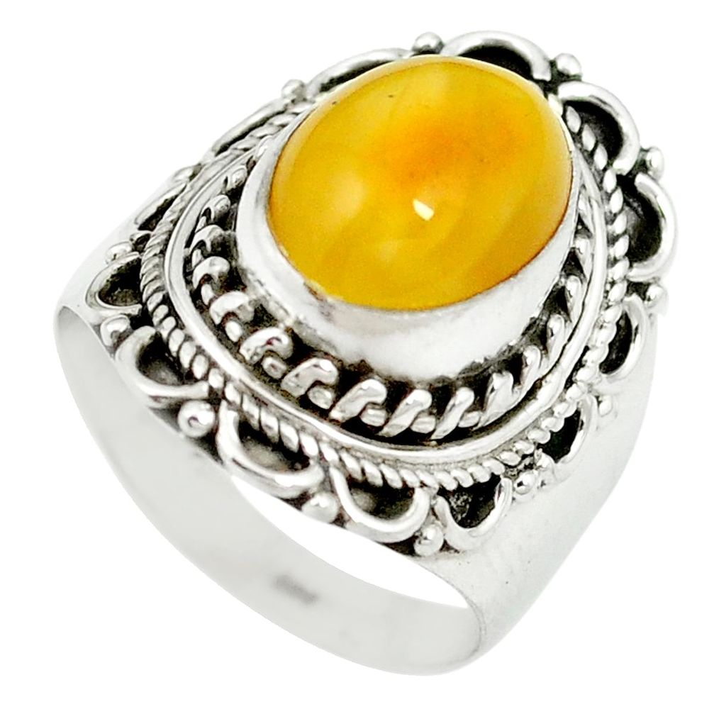 Yellow amber 925 sterling silver ring jewelry size 7 m55889