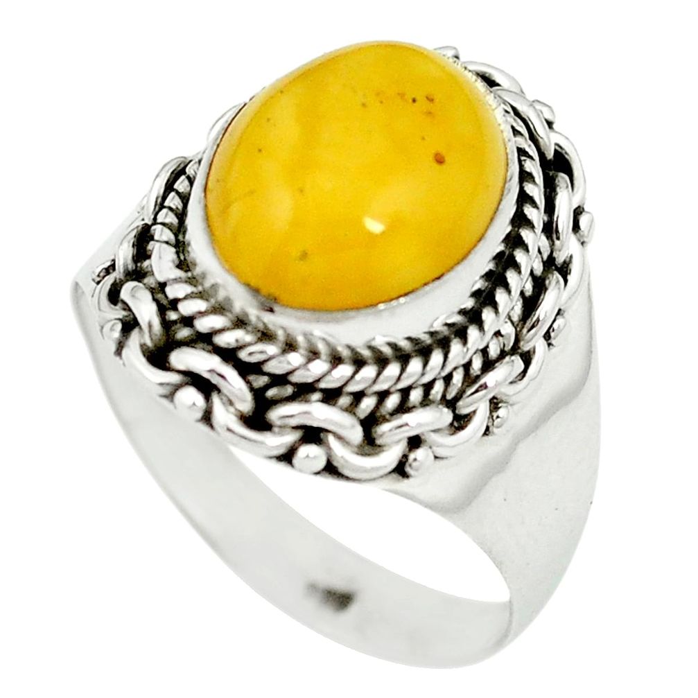 Yellow amber 925 sterling silver ring jewelry size 8 m55895