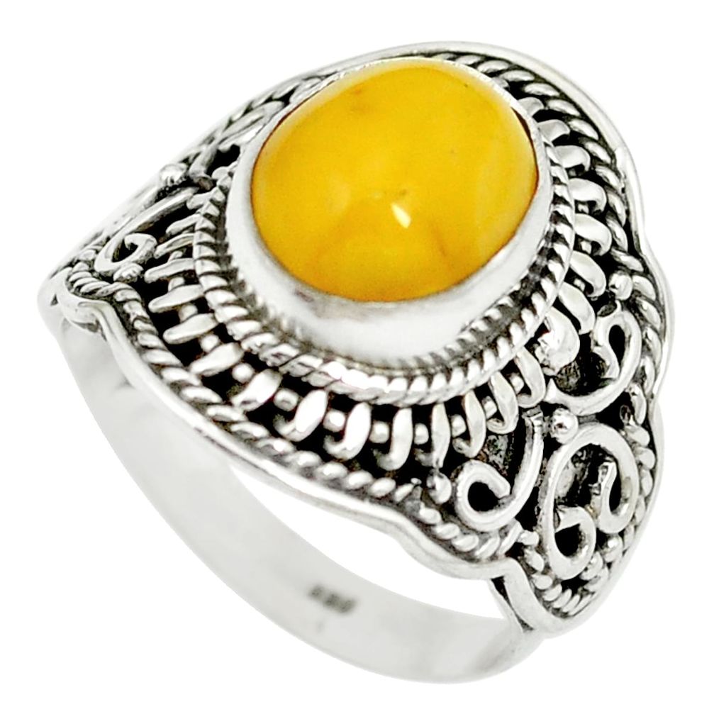 Yellow amber 925 sterling silver ring jewelry size 7 m55898