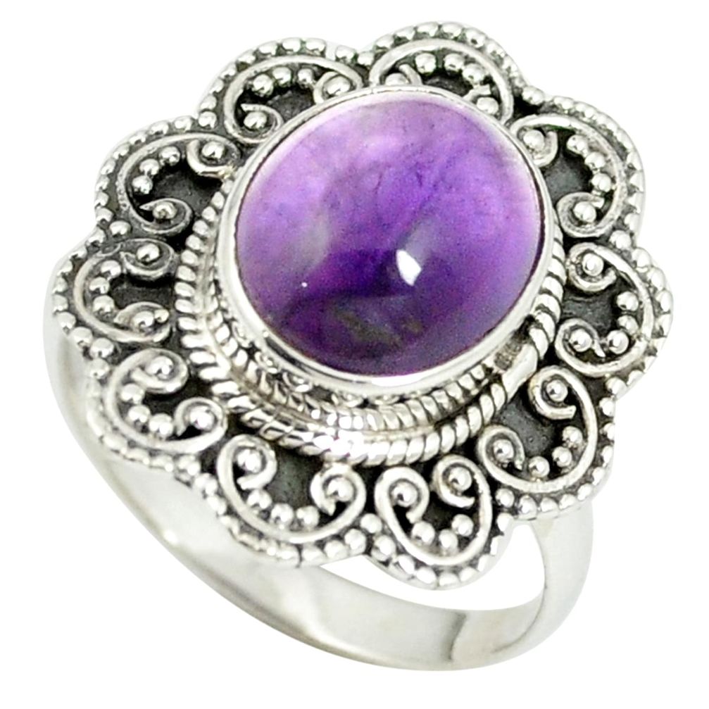 Natural purple amethyst 925 sterling silver ring jewelry size 8.5 m56262