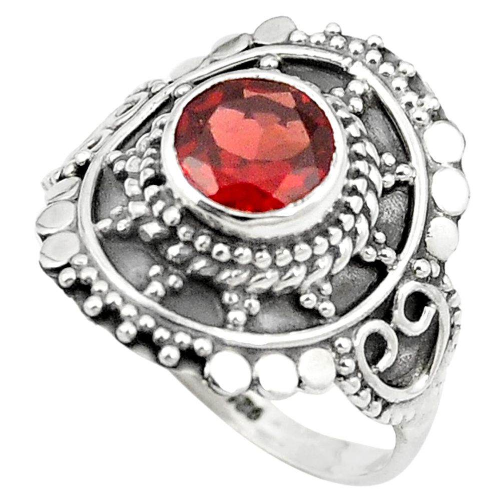 Natural red garnet 925 sterling silver ring jewelry size 7.5 m56333