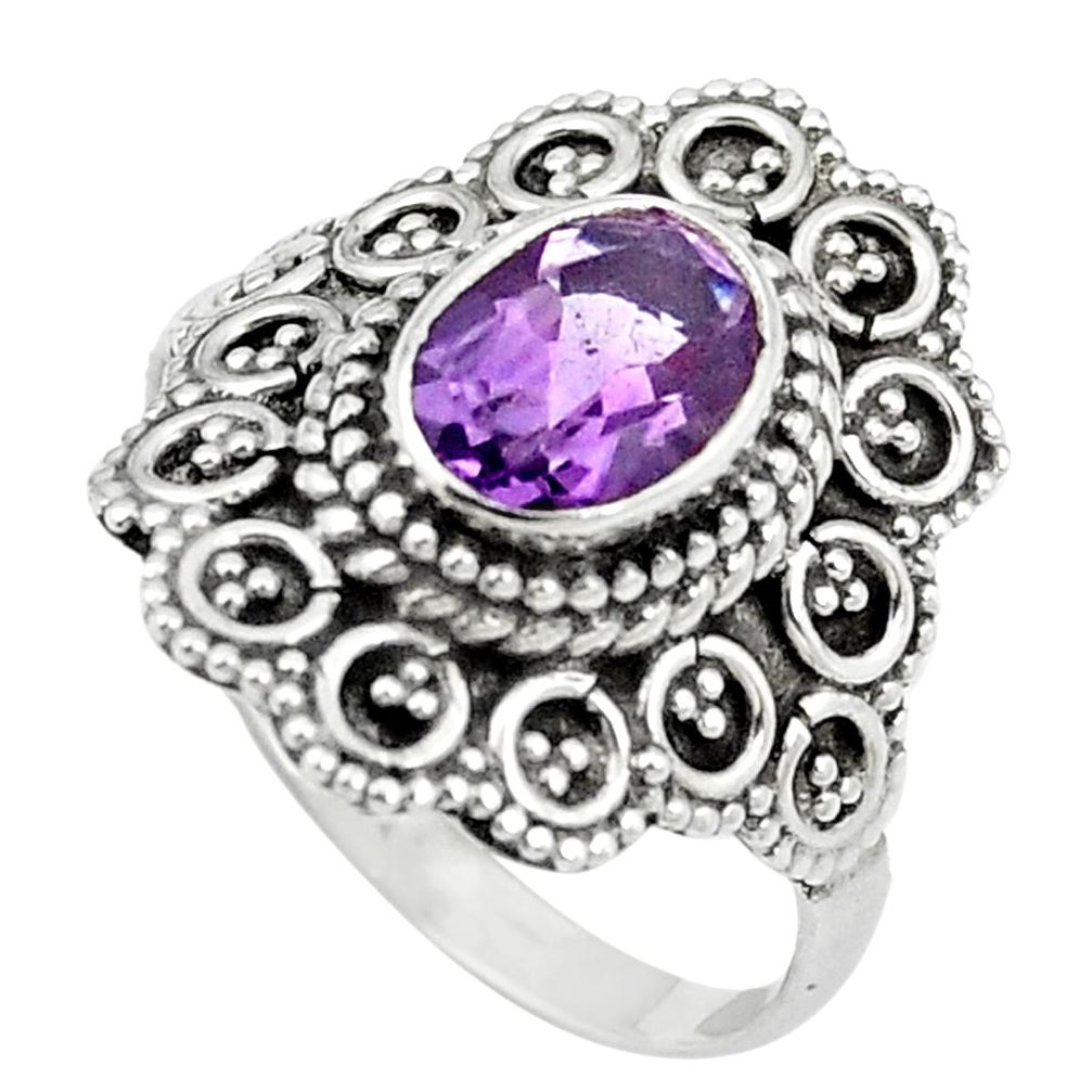 Natural purple amethyst 925 sterling silver ring jewelry size 6.5 m56362
