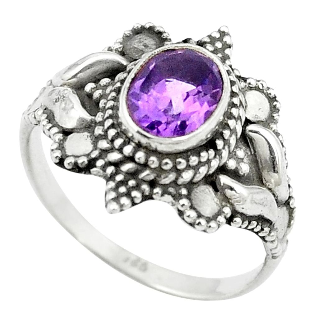 Natural purple amethyst 925 sterling silver ring jewelry size 7.5 m56368