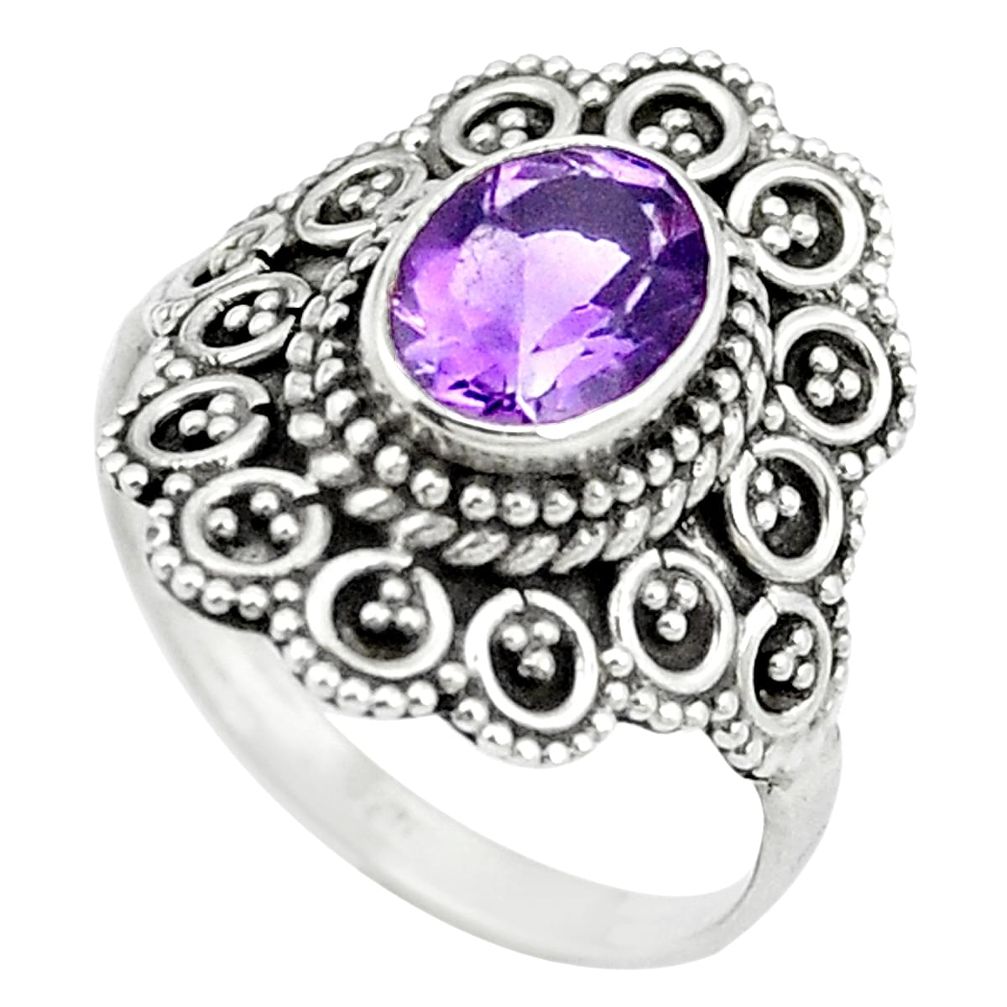 Natural purple amethyst 925 sterling silver ring jewelry size 7 m56376