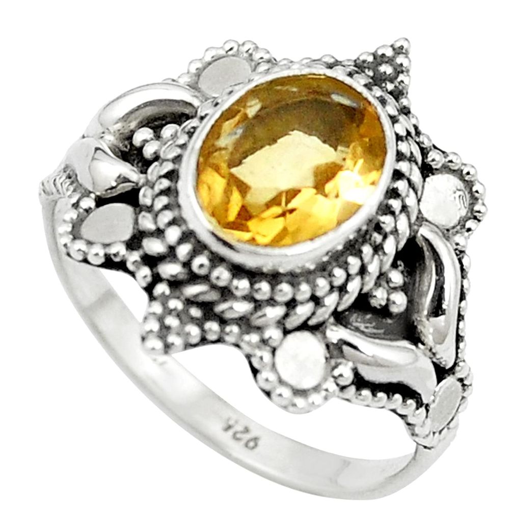 Natural yellow citrine 925 sterling silver ring jewelry size 7 m56383