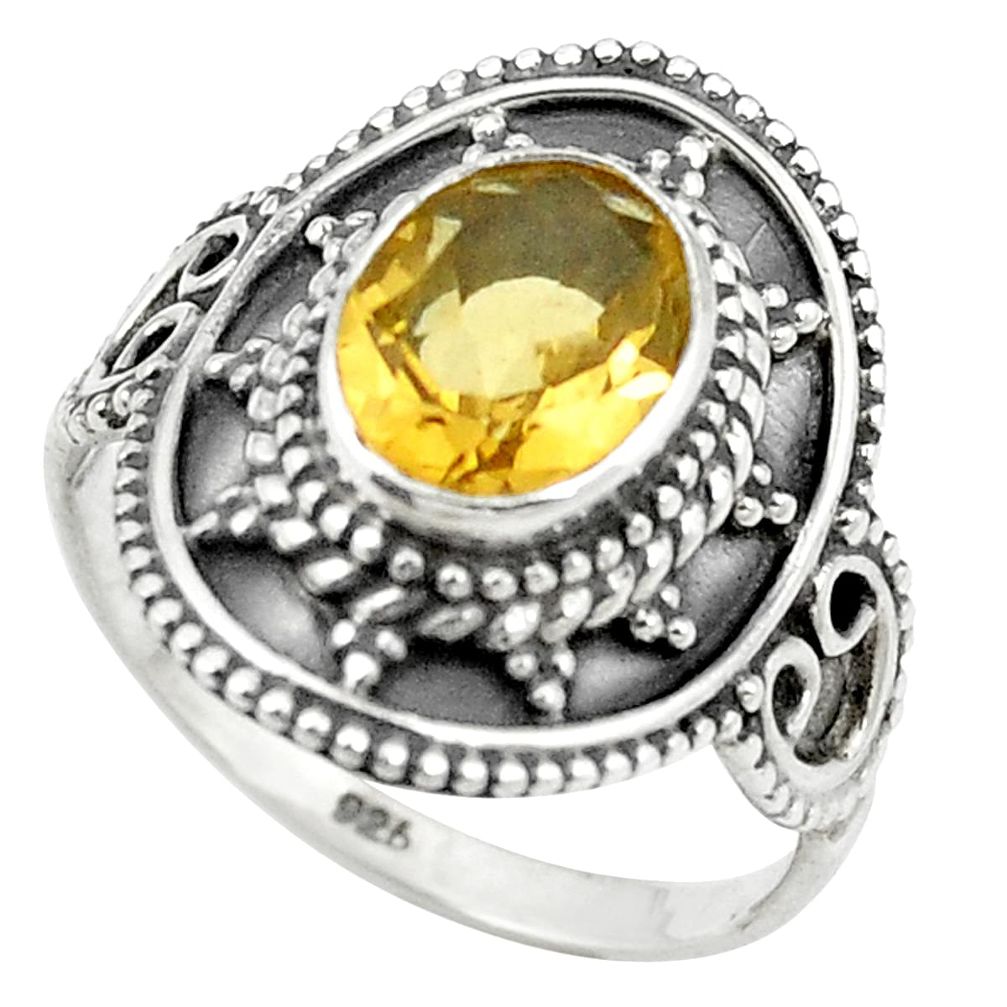 Natural yellow citrine 925 sterling silver ring jewelry size 7 m56384