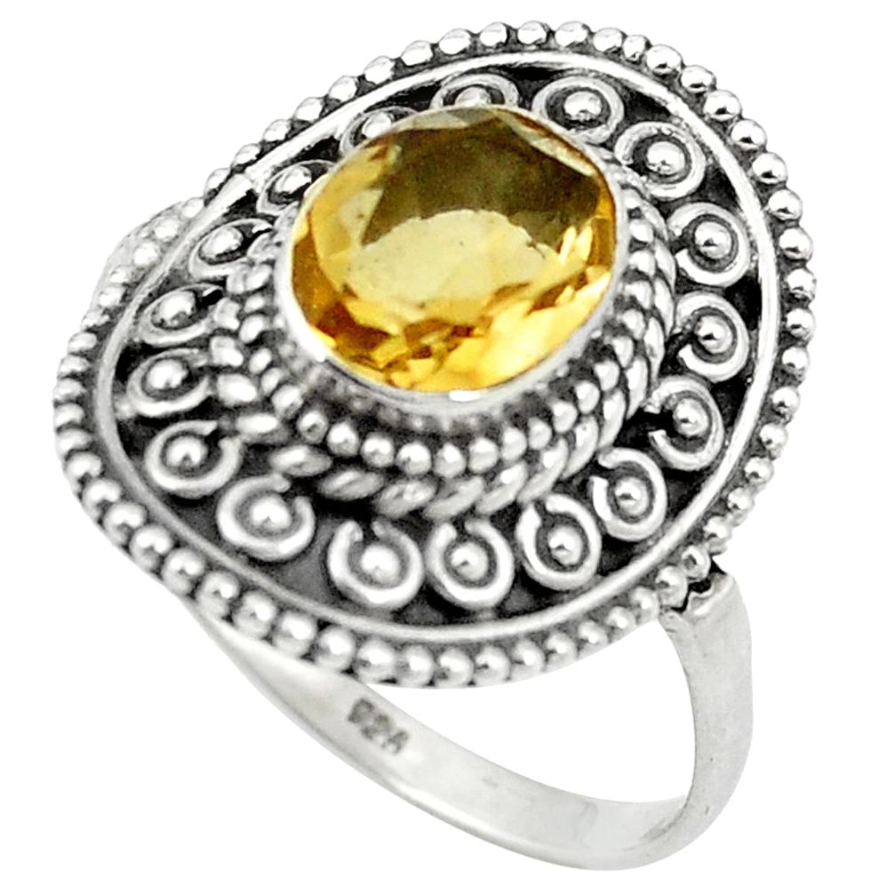 Natural yellow citrine 925 sterling silver ring jewelry size 8.5 m56385