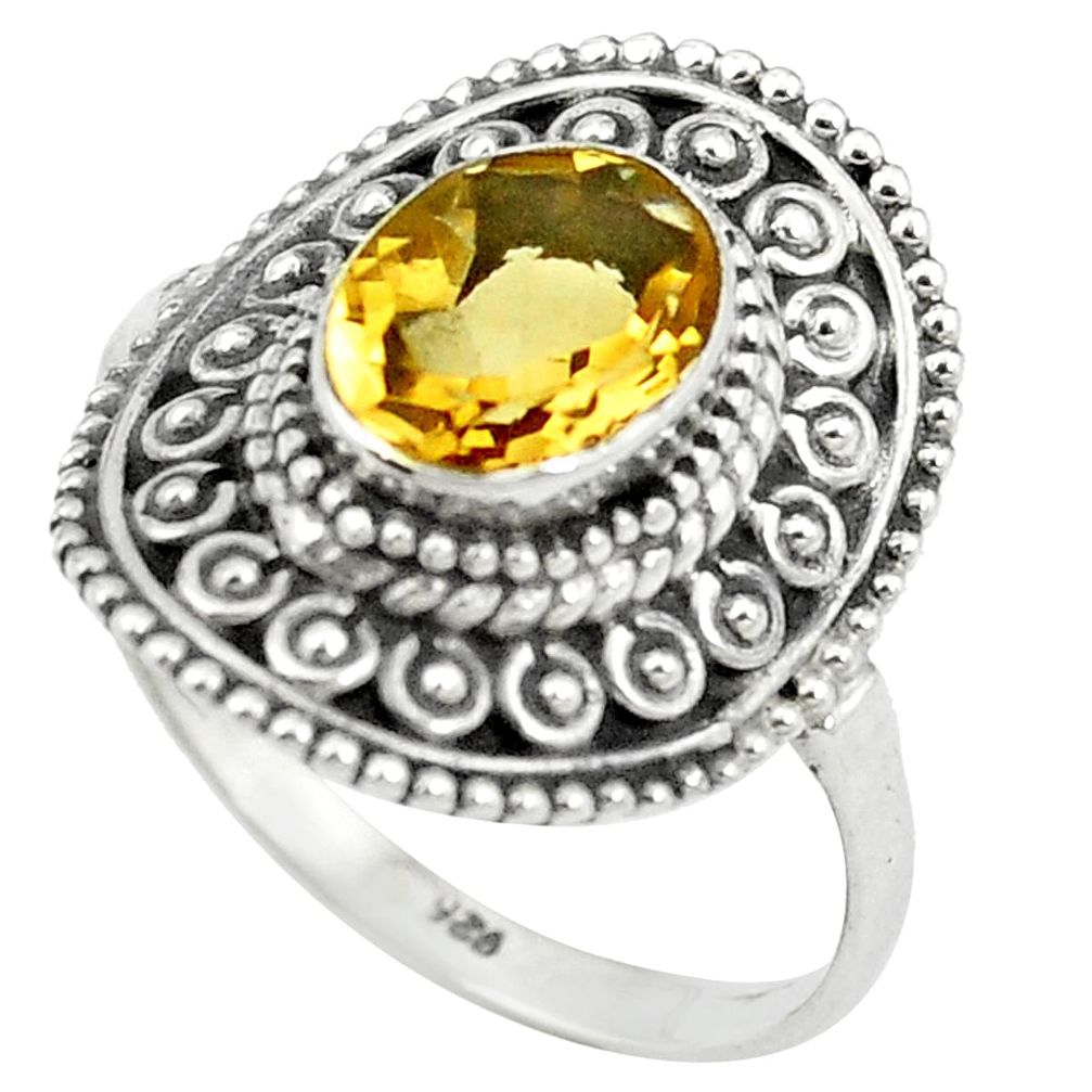 Natural yellow citrine 925 sterling silver ring jewelry size 8.5 m56387