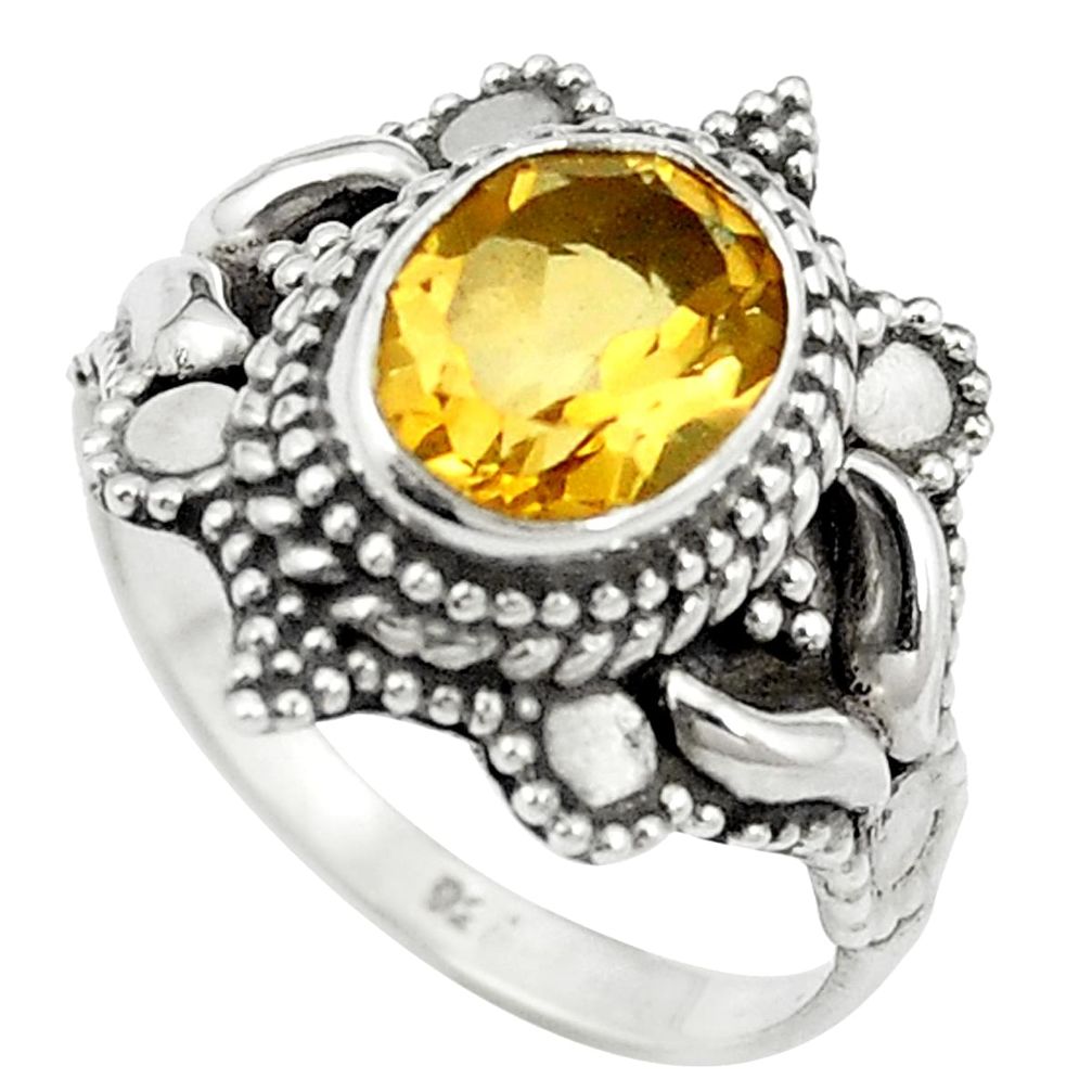 Natural yellow citrine 925 sterling silver ring jewelry size 6.5 m56390