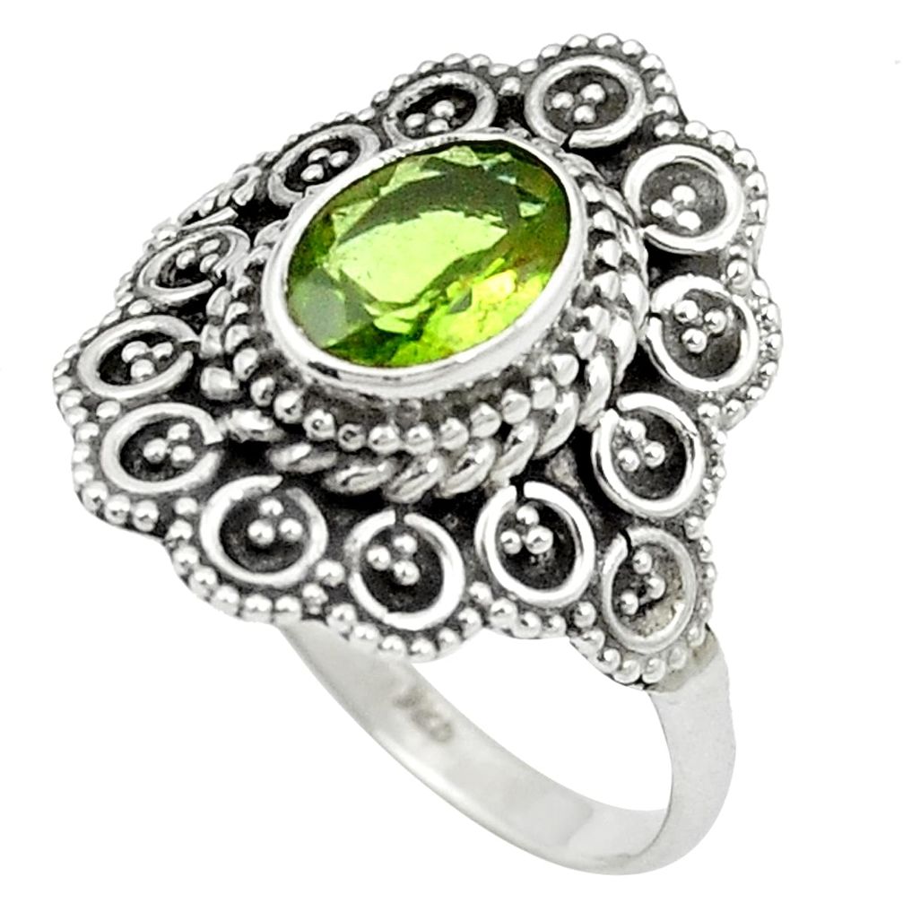 Natural green peridot 925 sterling silver ring jewelry size 8.5 m56413