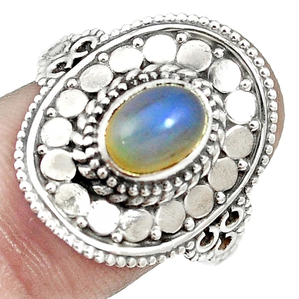 Natural multi color ethiopian opal 925 sterling silver ring size 8 m56429