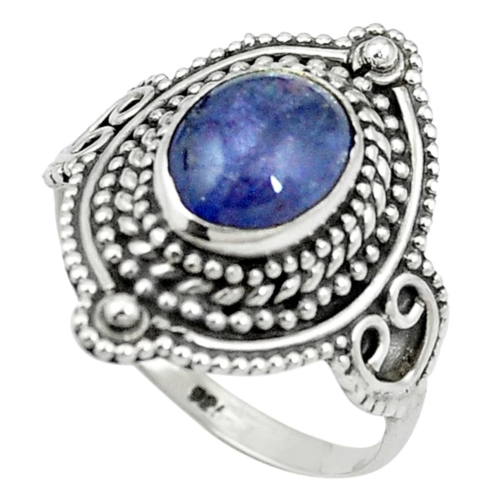 Natural blue tanzanite 925 sterling silver ring jewelry size 7 m56454