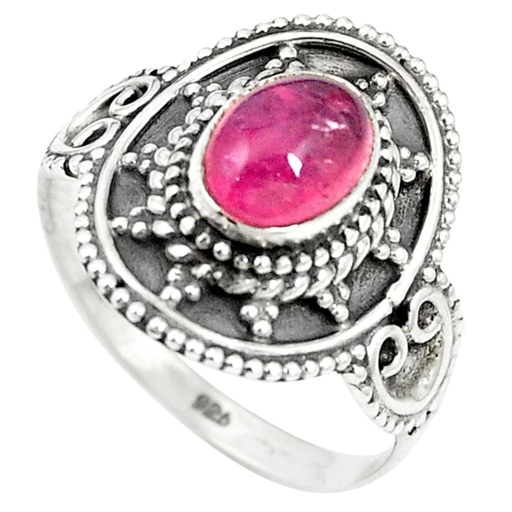 Natural pink tourmaline 925 sterling silver ring jewelry size 7.5 m56485