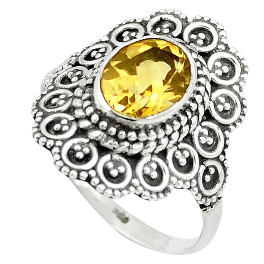 Natural yellow citrine 925 sterling silver ring jewelry size 8 m56533