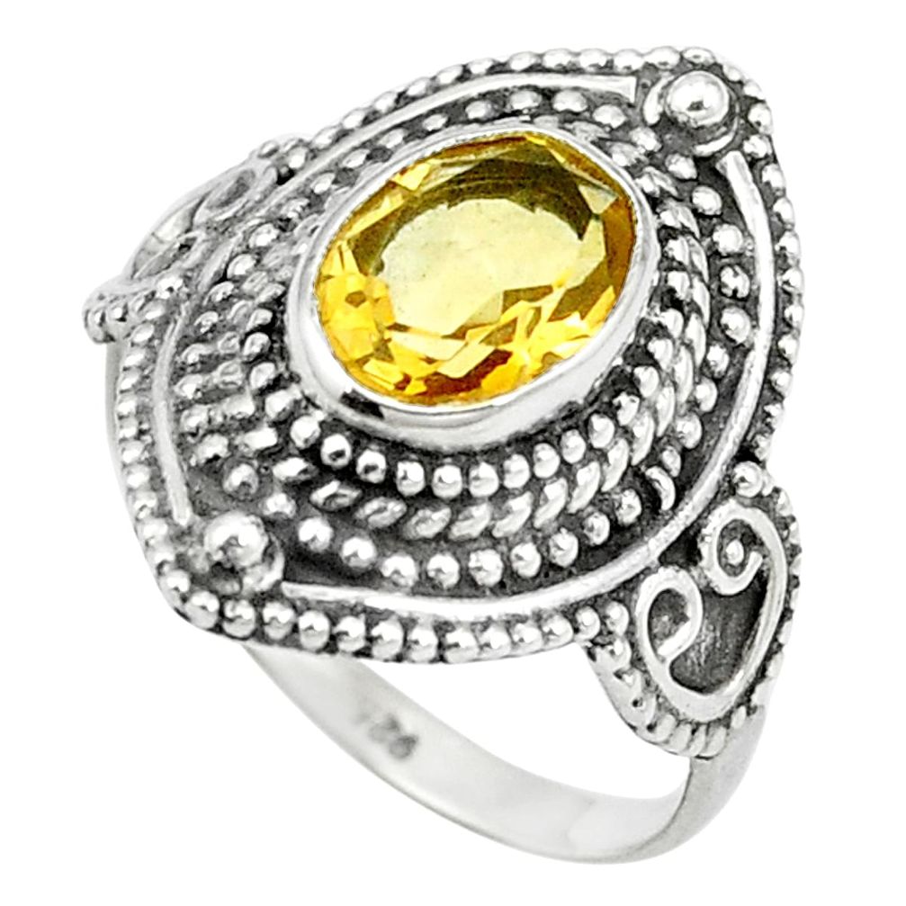 Natural yellow citrine 925 sterling silver ring jewelry size 7 m56535