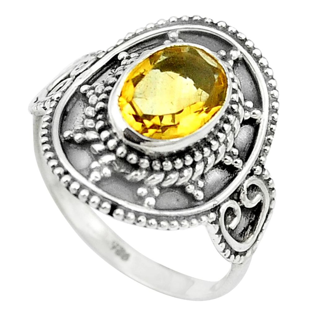 Natural yellow citrine 925 sterling silver ring jewelry size 8 m56537