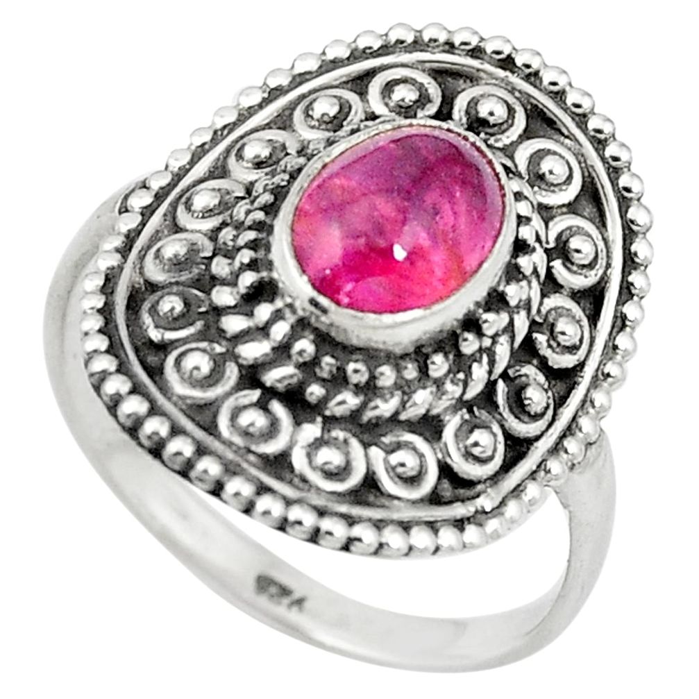 Natural pink tourmaline 925 sterling silver ring jewelry size 7.5 m56544