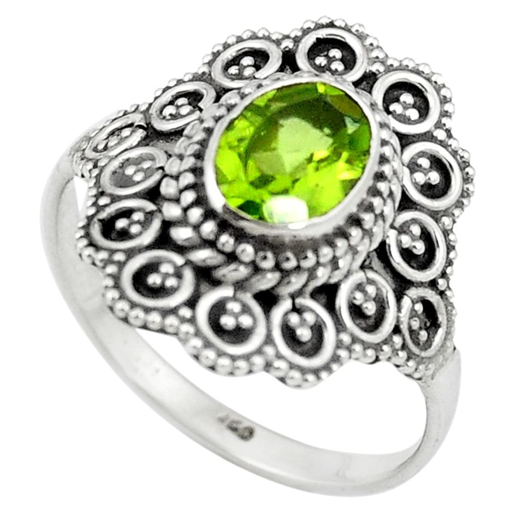 Natural green peridot 925 sterling silver ring jewelry size 8.5 m56546
