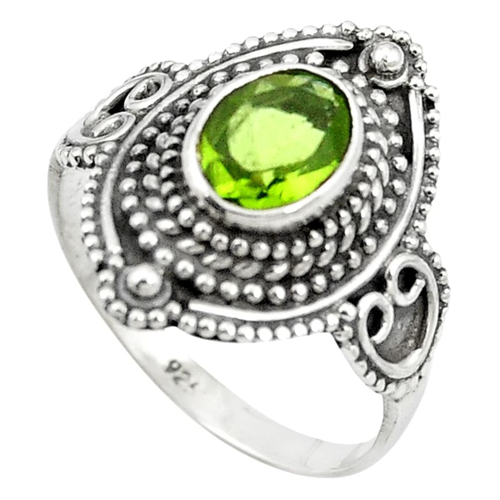 Natural green peridot 925 sterling silver ring jewelry size 8 m56547