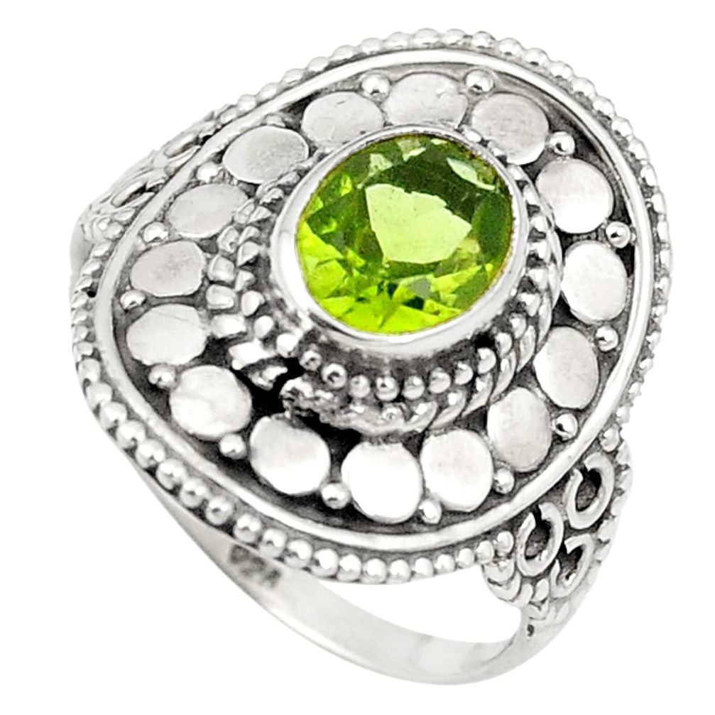 Natural green peridot 925 sterling silver ring jewelry size 6.5 m56550