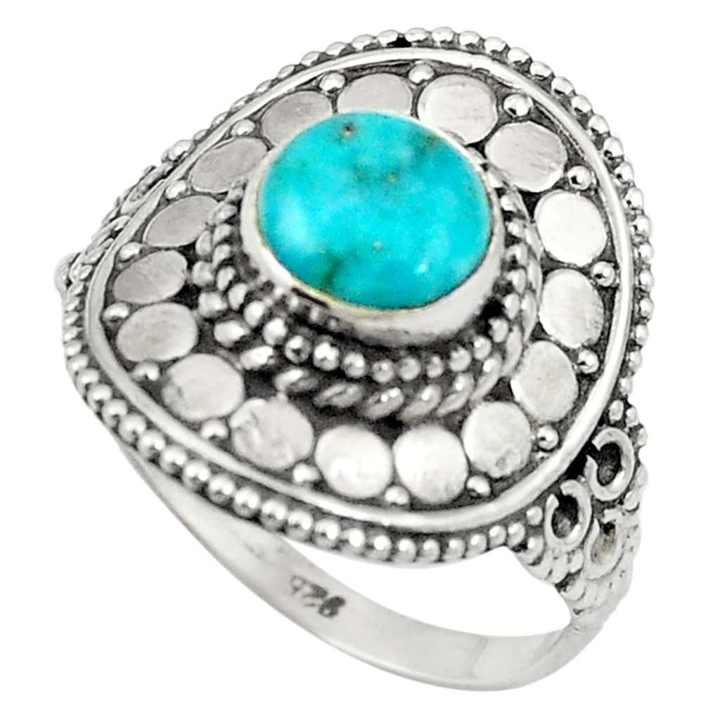 Blue arizona mohave turquoise 925 sterling silver ring size 7.5 m56555