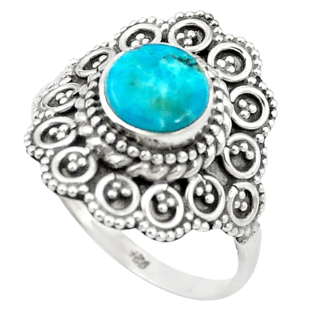 Blue arizona mohave turquoise 925 sterling silver ring size 7.5 m56558