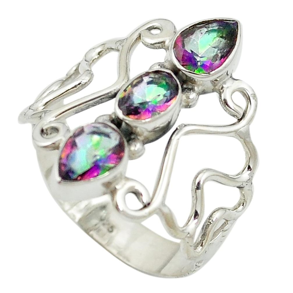 Multi color rainbow topaz 925 sterling silver ring jewelry size 8.5 m57063