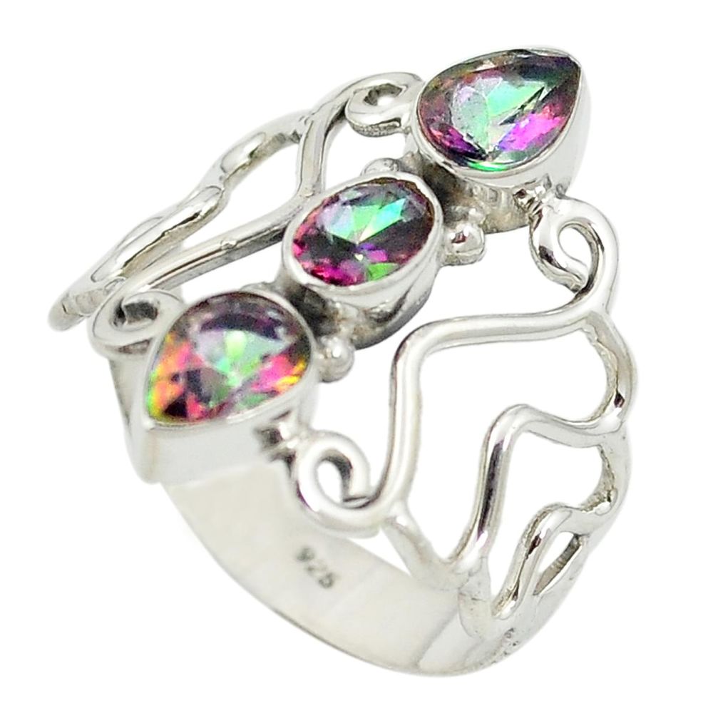 Multi color rainbow topaz 925 sterling silver ring jewelry size 8 m57065