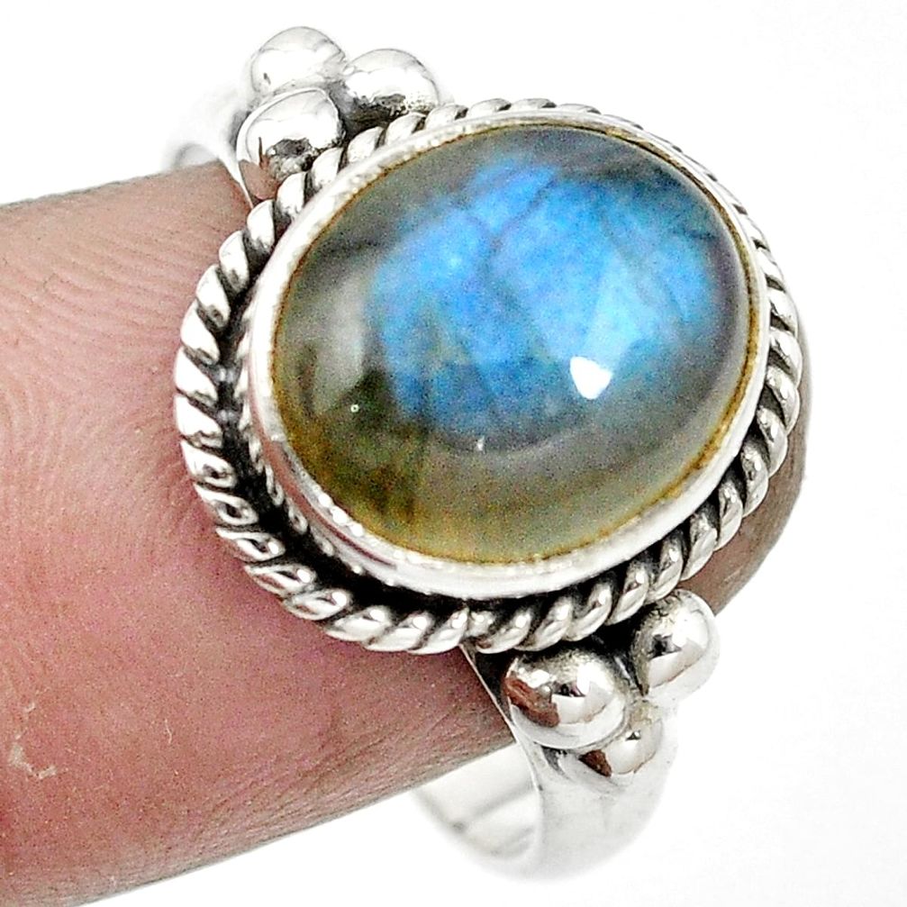 Natural blue labradorite 925 sterling silver ring size 8.5 m57178
