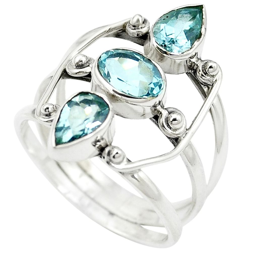 Natural blue topaz 925 sterling silver ring jewelry size 10.5 m57182