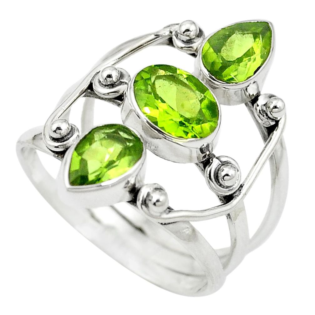 925 sterling silver natural green peridot ring jewelry size 8.5 m57183