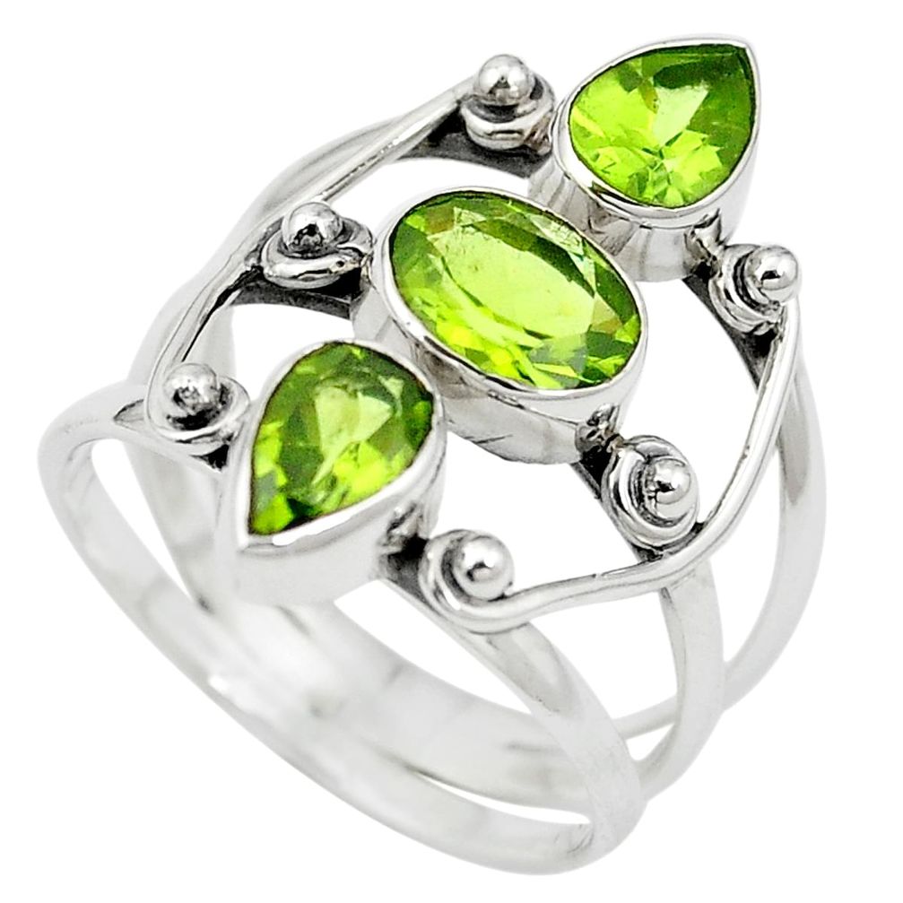 Natural green peridot 925 sterling silver ring jewelry size 8.5 m57184