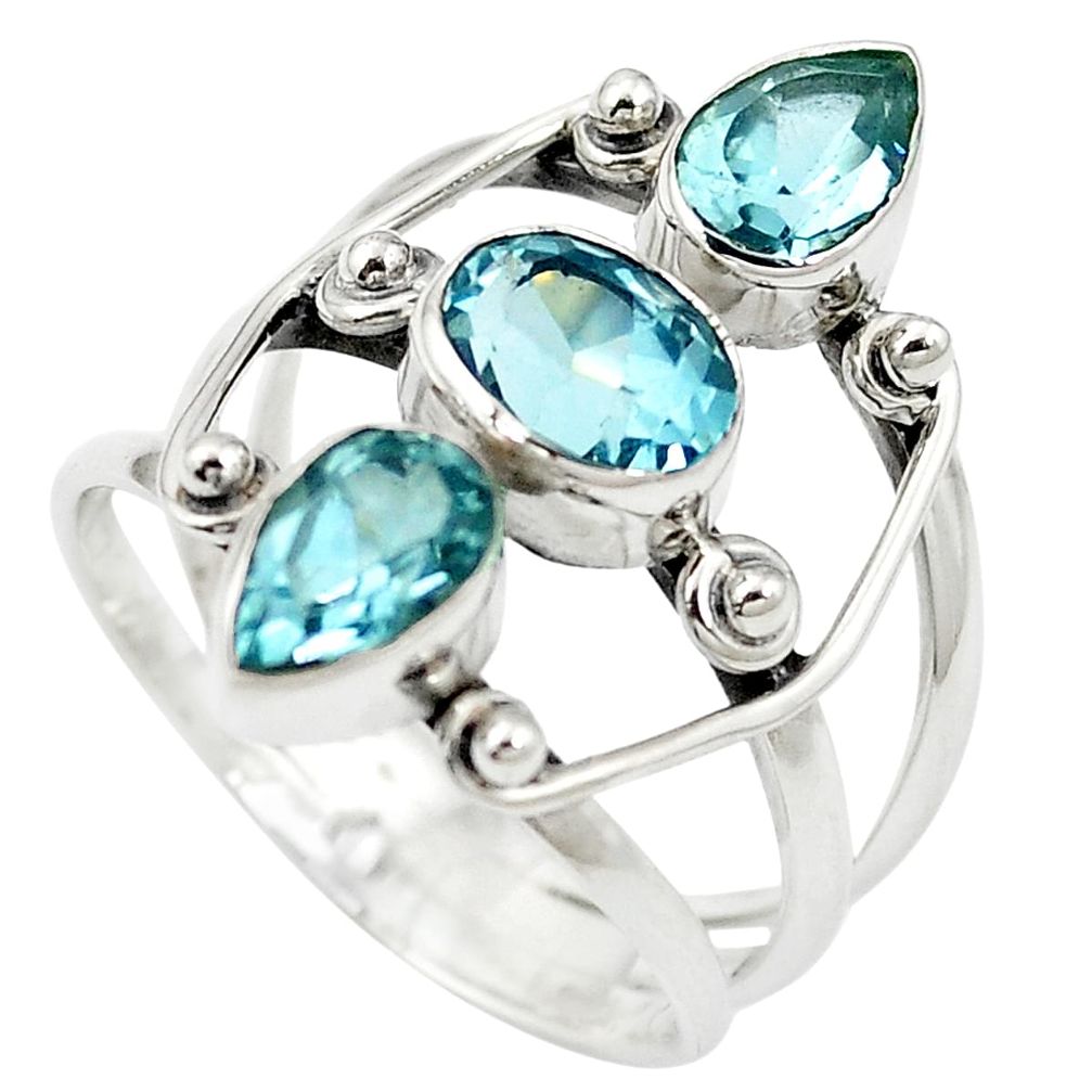 Natural blue topaz 925 sterling silver ring jewelry size 9 m57196