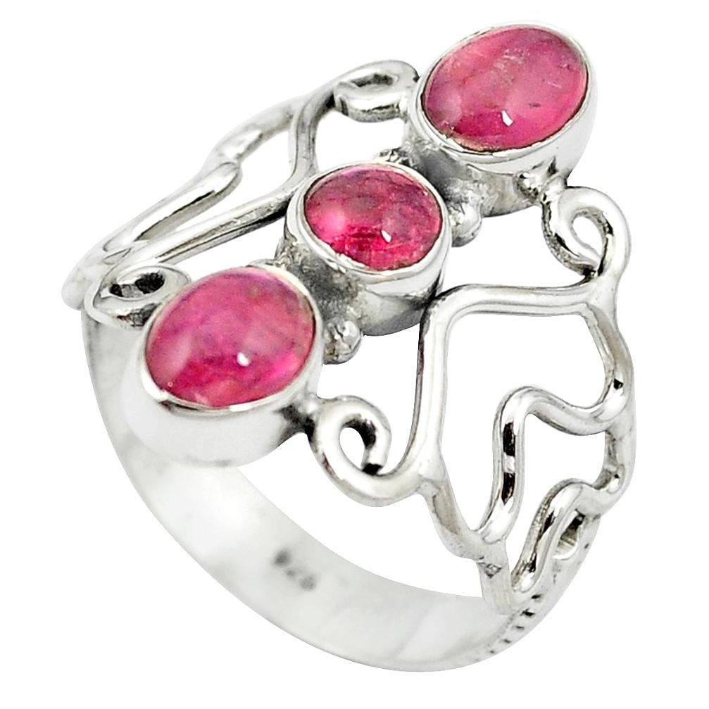Natural pink tourmaline 925 sterling silver ring jewelry size 8 m57197