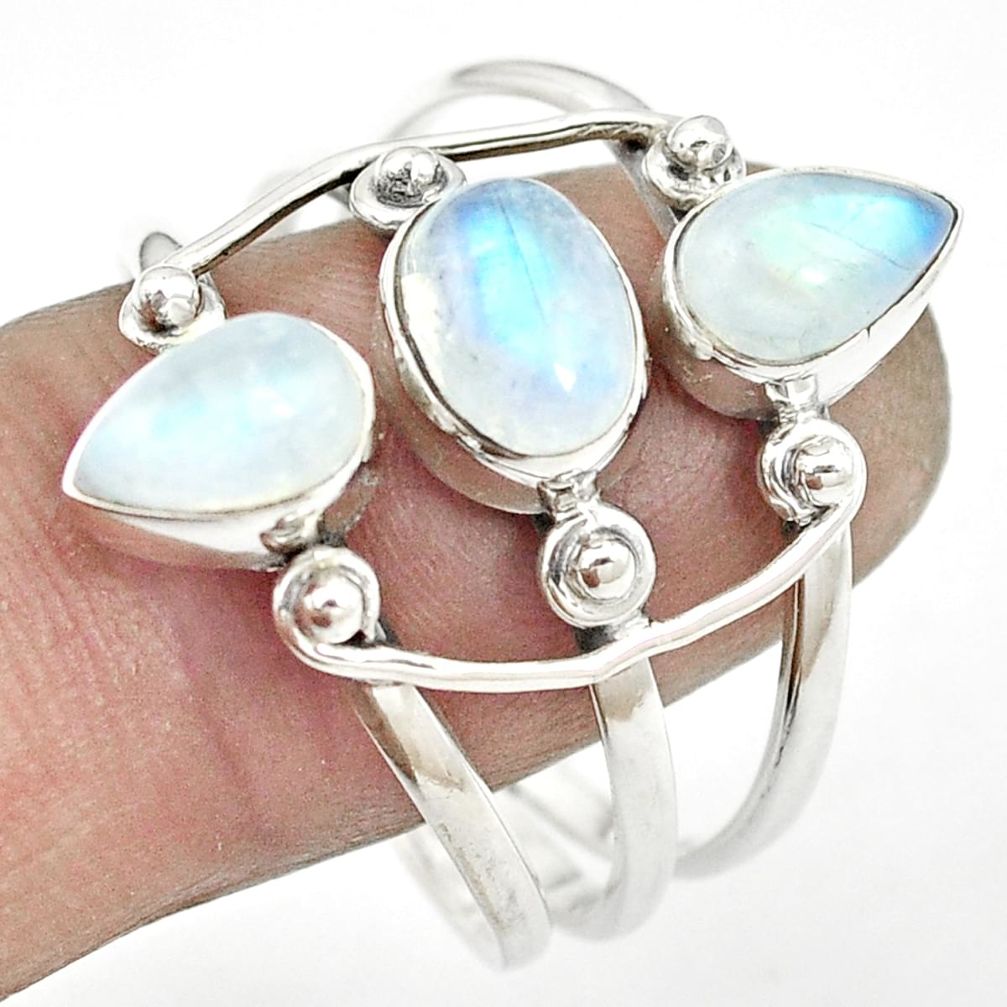 Natural rainbow moonstone 925 sterling silver ring size 11.5 m57198