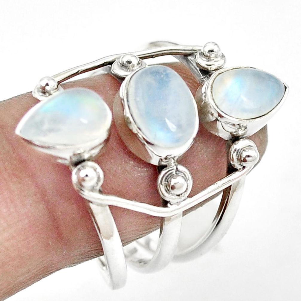 925 sterling silver natural rainbow moonstone ring jewelry size 8 m57200