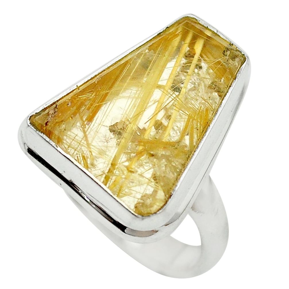 925 silver natural faceted golden tourmaline rutile ring jewelry size 7.5 m57280