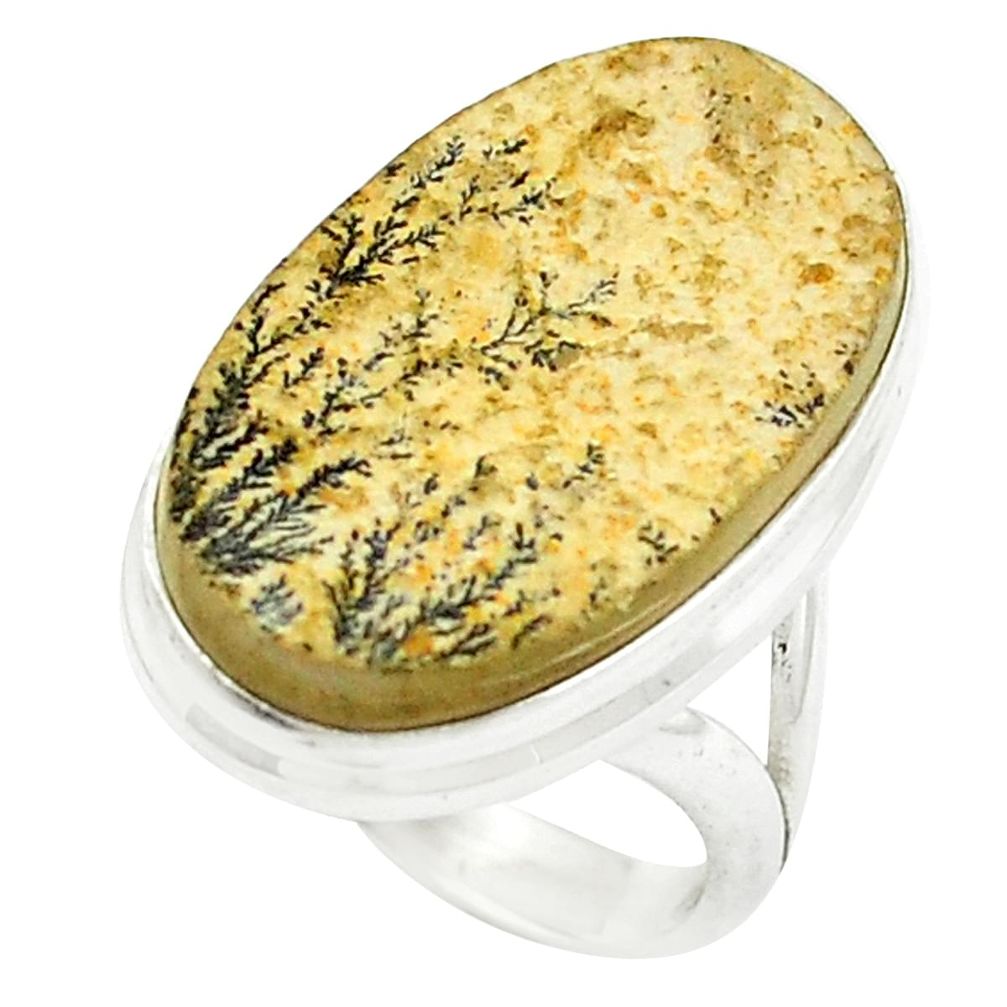 Natural multi color germany psilomelane dendrite 925 silver ring size 7.5 m58671