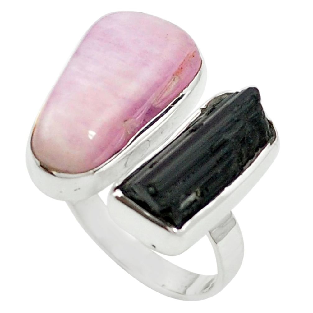 925 silver natural pink kunzite tourmaline rough adjustable ring size 8 m58790