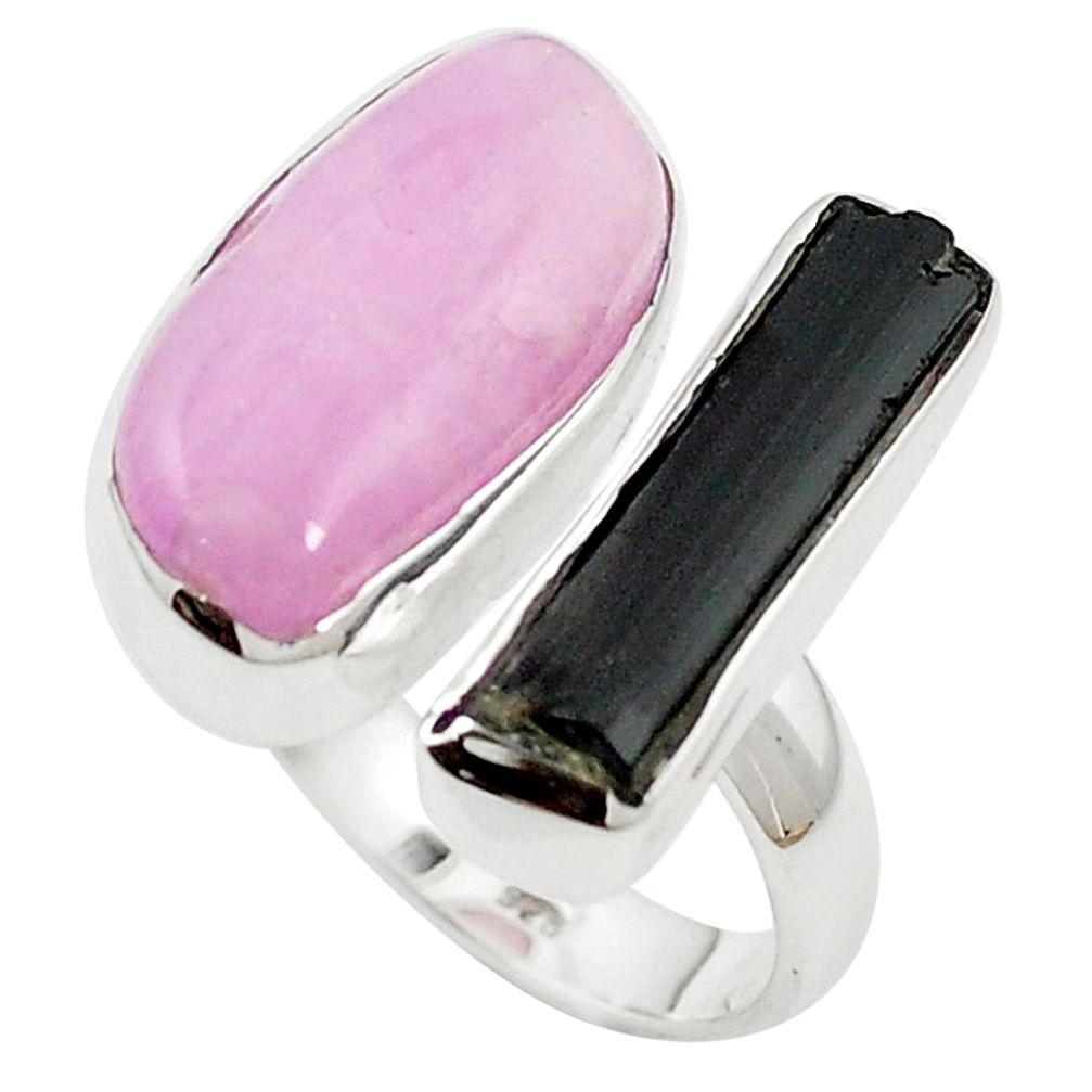 925 silver natural pink kunzite tourmaline rough adjustable ring size 6 m58800