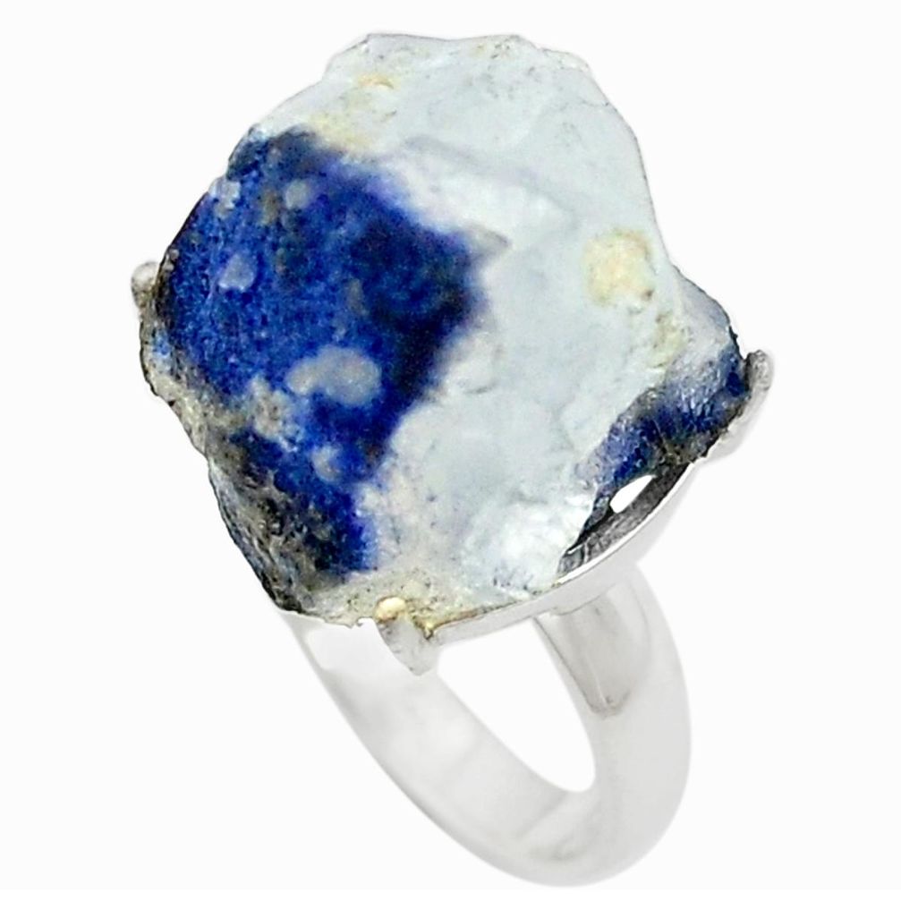 Natural blue dumortierite fancy shape 925 sterling silver ring size 6.5 m58911