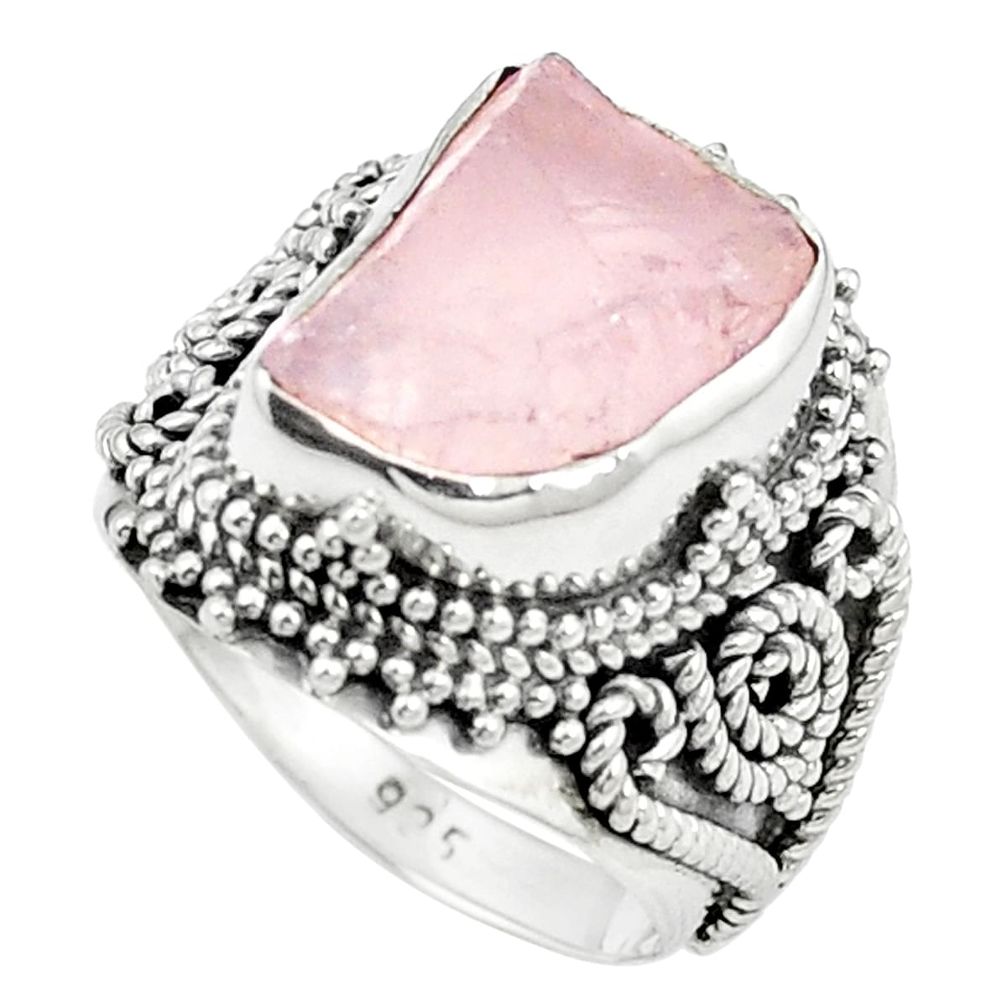 6.18cts natural pink morganite rough 925 sterling silver ring size 6 m59037